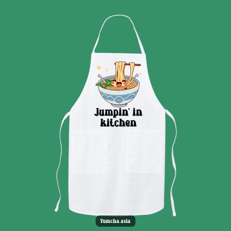 Funny Ramen Apron - Enthusiastic Jumping Noodles, Joyful Kitchen Gift