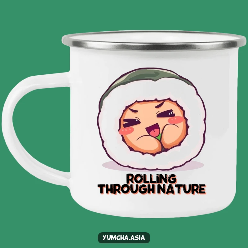 Funny Sushi Roll Camping Mug - Durable Playful Exertion, Humorous Gift