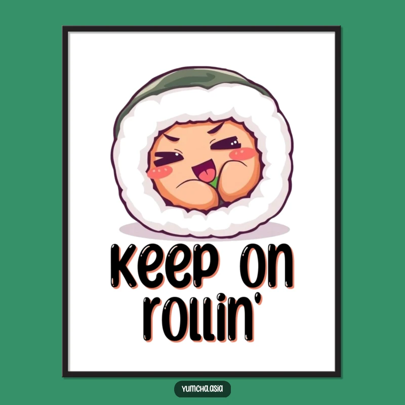 Funny Sushi Roll Digital Art - Playful Exertion Print, Humorous Gift