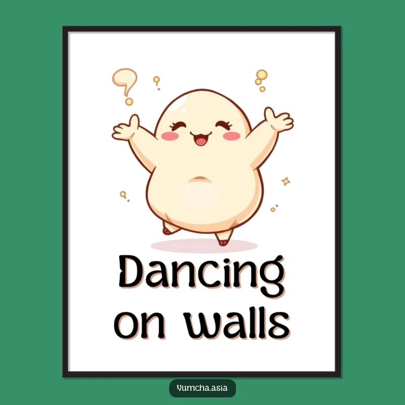 Funny Dancing Dumpling Steam Poster: Whimsical Wall Art for Food Lovers