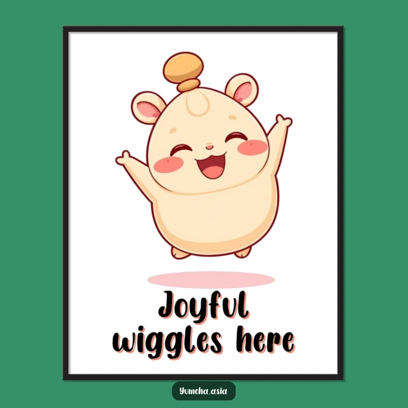 Funny Bao Bun Leaping Poster - Wiggling Top Knot Wall Art Gift