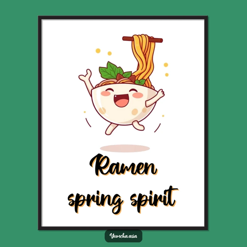Funny Ramen Bowl Poster: Whimsical Wall Art for a Cheerful Kitchen