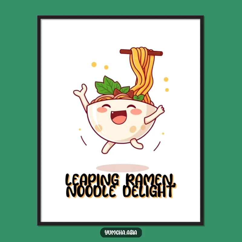 Free Printable Ramen Leaping Wall Art - Funny Foodie Downloadable Decor