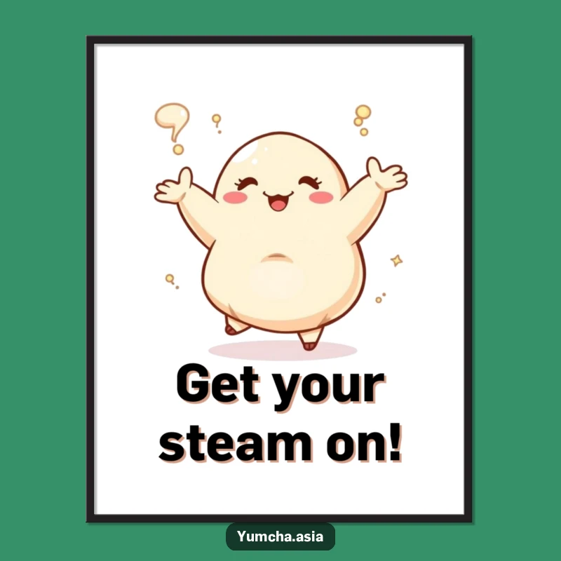 Free Printable Funny Dumpling Wall Art: Dancing Joyful Steam Whimsical Downloadable Decor