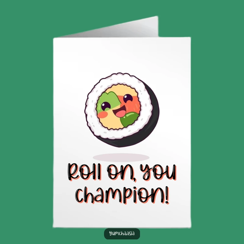Free Printable Congrats Sushi Card - Spinning Roll Downloadable Gift