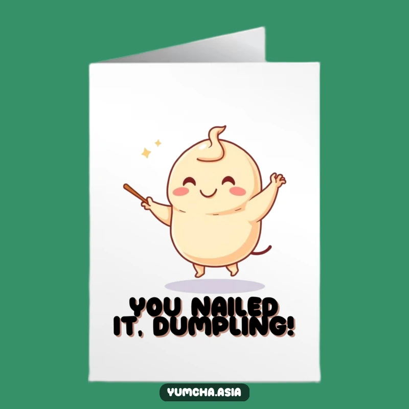 Free Printable Congrats Dumpling Card - Dancing Foodie Celebration Downloadable Gift
