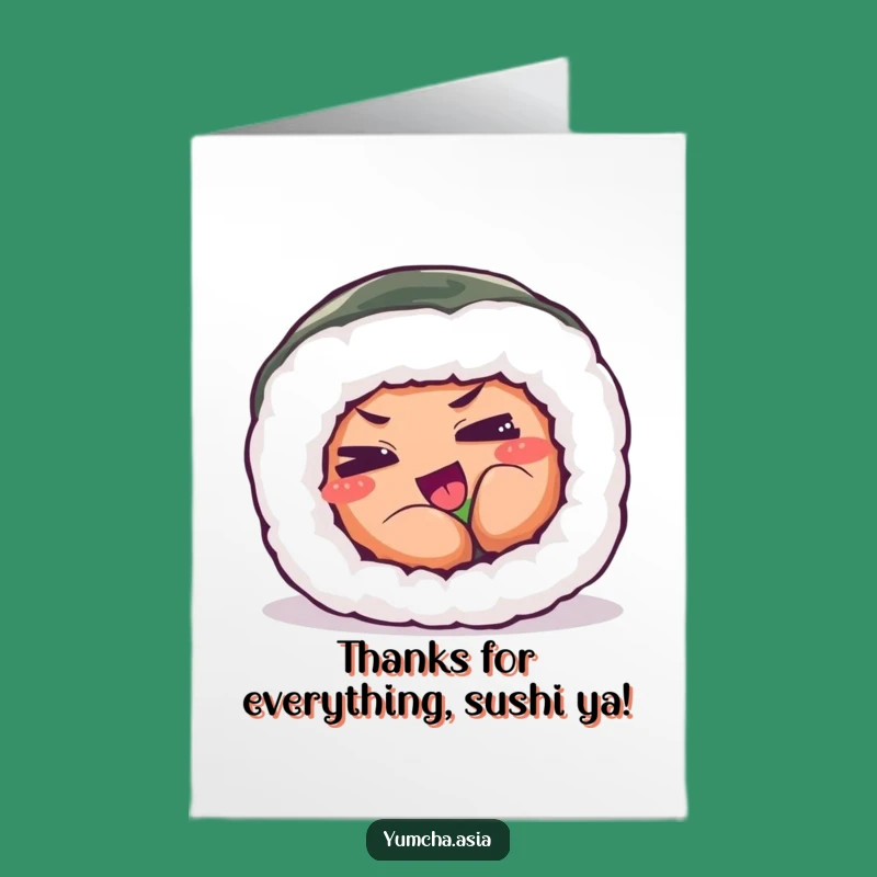 Free Printable Thank You Card: Grateful Sushi Roll - Easy Print at Home Appreciation!