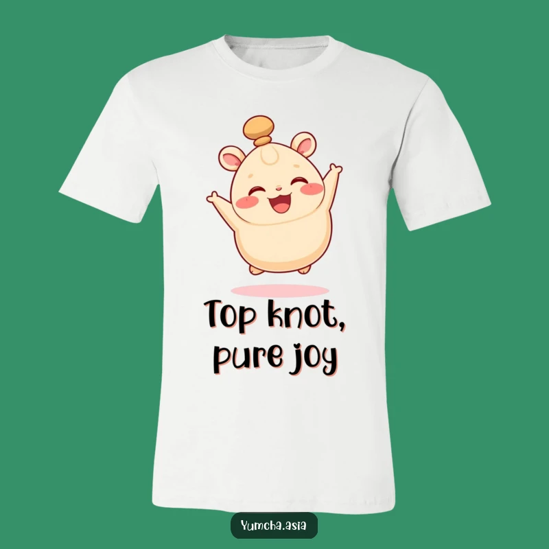 Funny Bao Bun Leaping T-Shirt - Joyful Wiggling Top Knot Tee Gift