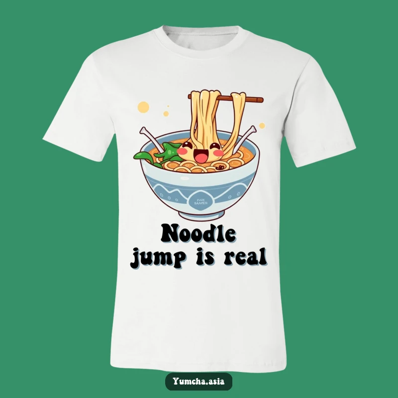 Funny Ramen Noodles T-Shirt - Enthusiastic Jumping Tee, Joyful Gift