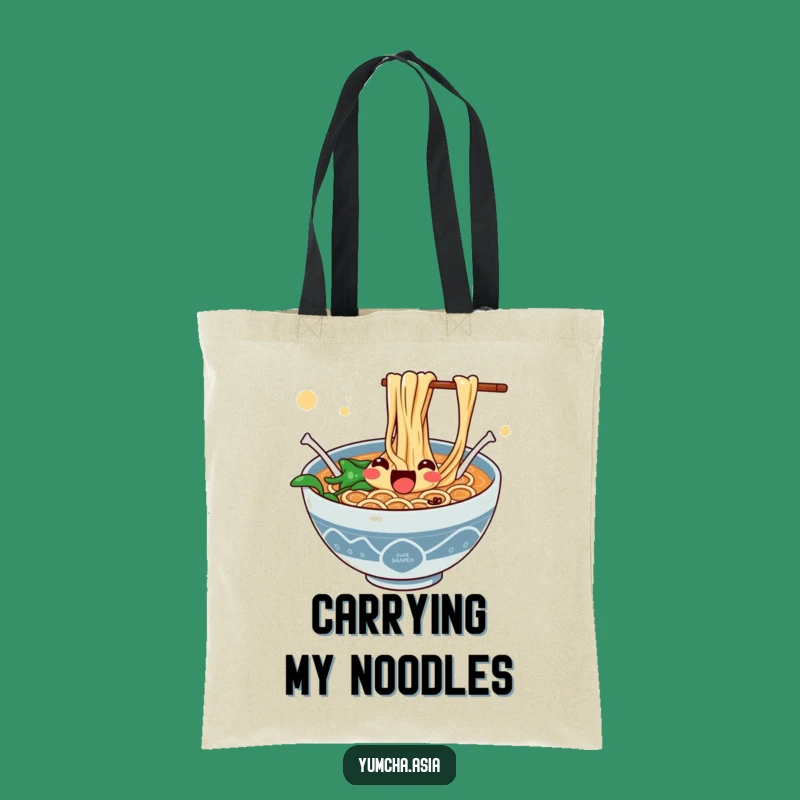Funny Ramen Tote Bag - Enthusiastic Jumping Noodles, Joyful Gift Bag